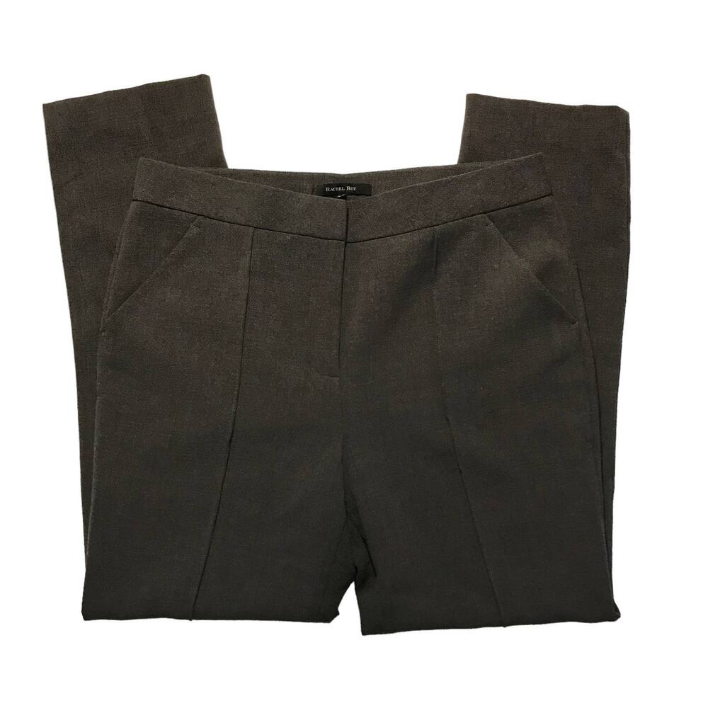 Rachel Roy Gray Brown High Waisted Straight Leg Trouser Dress Pants 10
